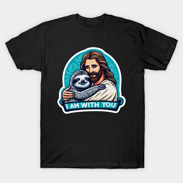 I Am With You Jesus Christ and Sloth T-Shirt by Plushism